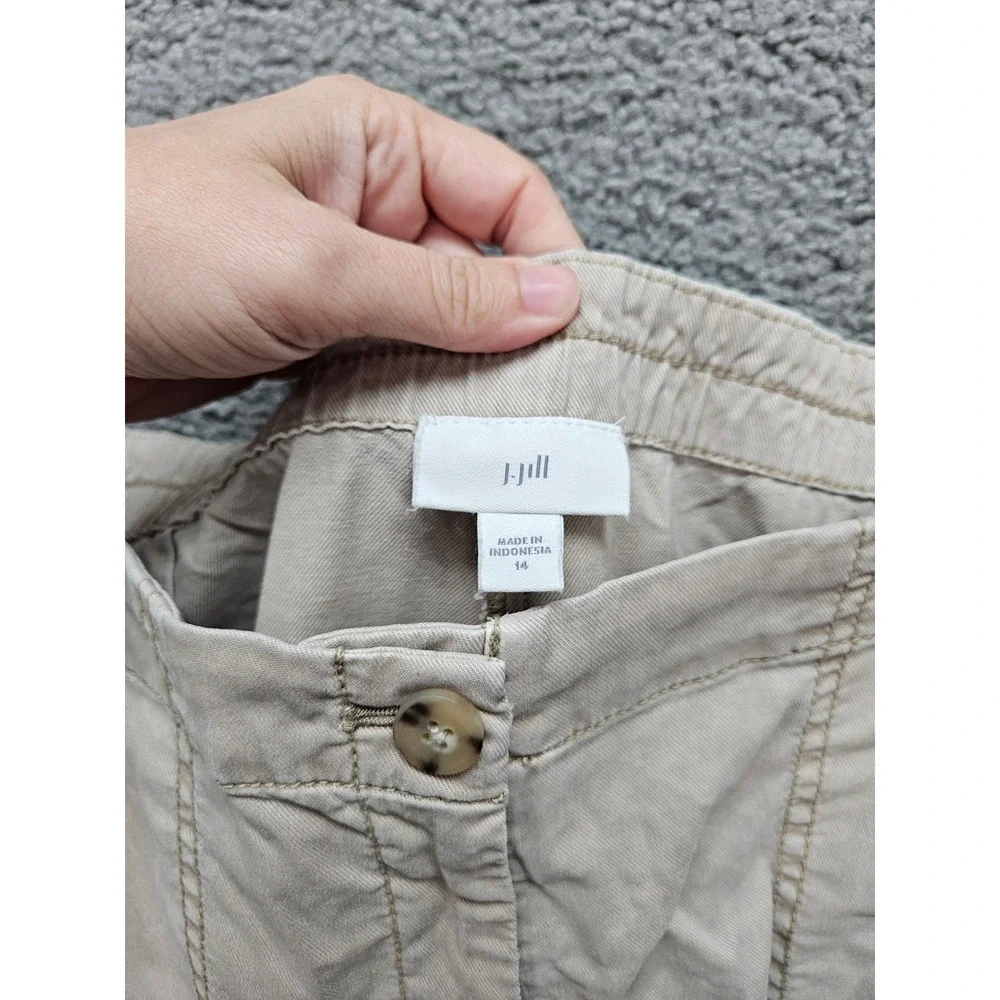 J. Jill Shorts 14 Tan Cargo Utility Tencel Cotton Blend Casual Summer